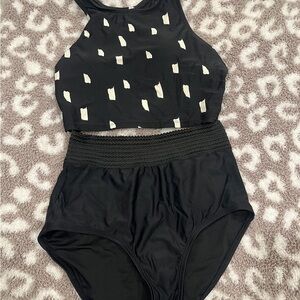 DownEast Black and White Swim Top & Bottoms